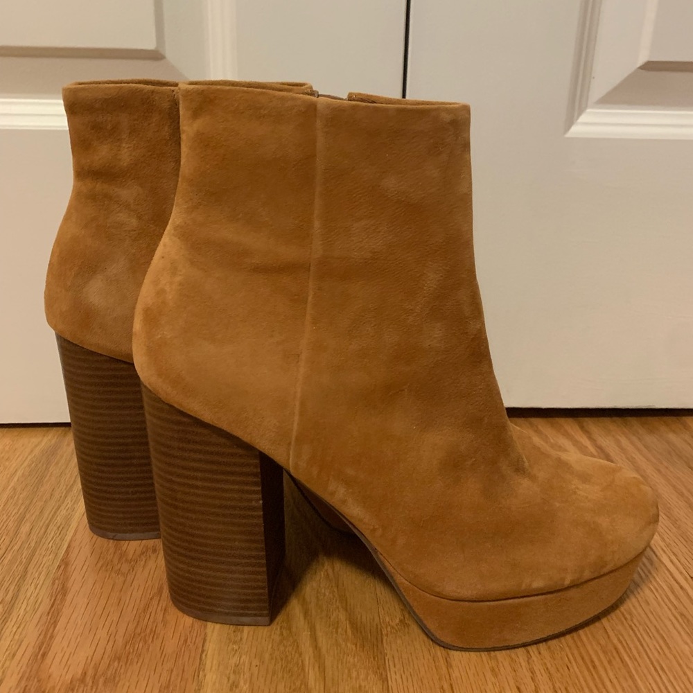 Steve madden cognac gratify platform booties